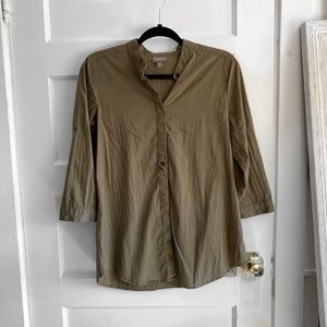 J. Jill 3/4 Length Sleeve Button Down Shirt Green Sz XS